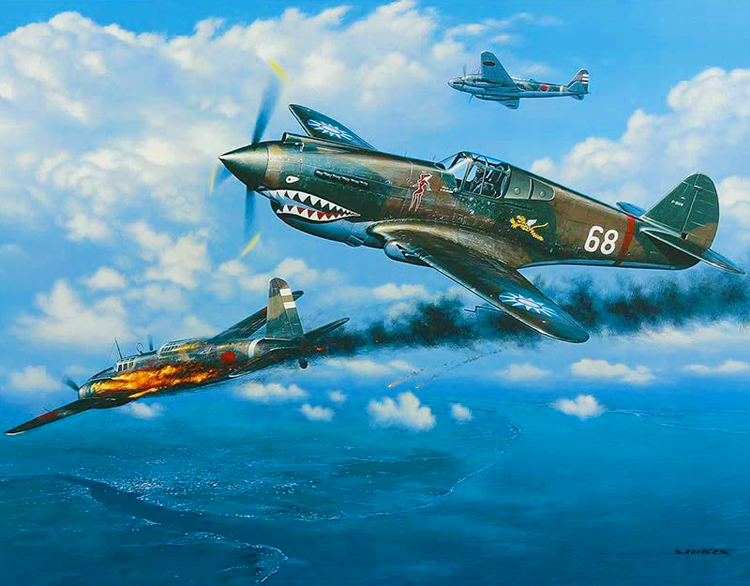 Flying Tigers AVG Sayonara Sally Ki-21 Bomber over Rangoon Burma 12-23-41