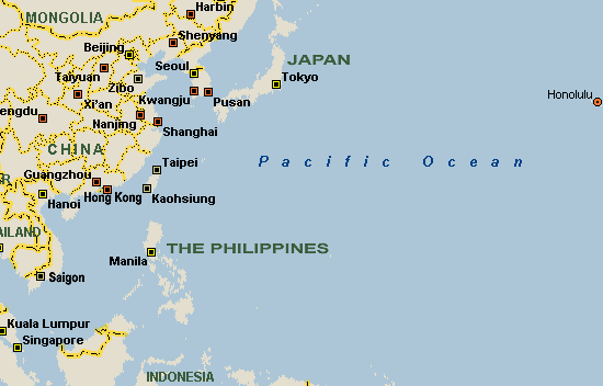 Western Pacific Ocean ad East Asia map